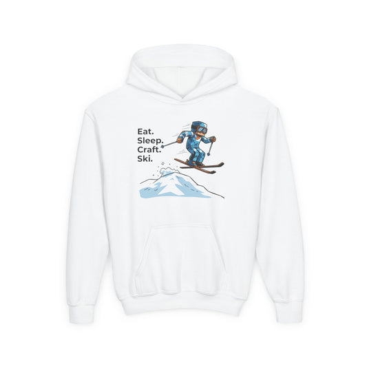 Ski Hoodie Kinder | Eat. Sleep. Craft. Repeat. | Gamer Pullover Pixel Art