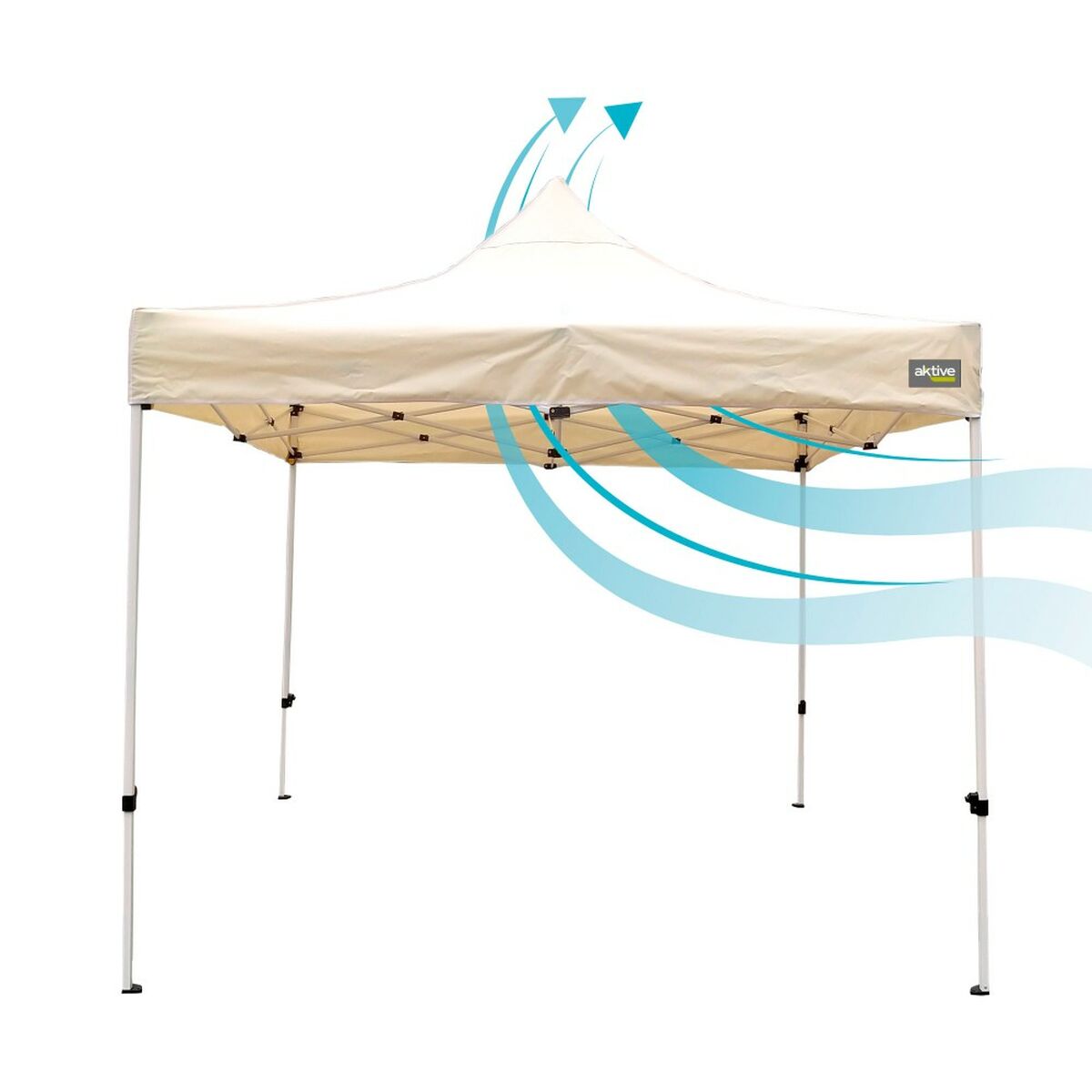 Gartenlaube Aktive Biegsam Einstellbare Höhe Stahl Polyester 420D Oxford Creme 300 X 320 X 300 Cm