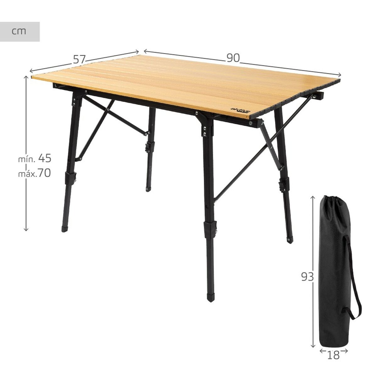 Table Klapptisch Aktive Glamping Sabana Aluminium Erde 90 X 70 X 57 Cm
