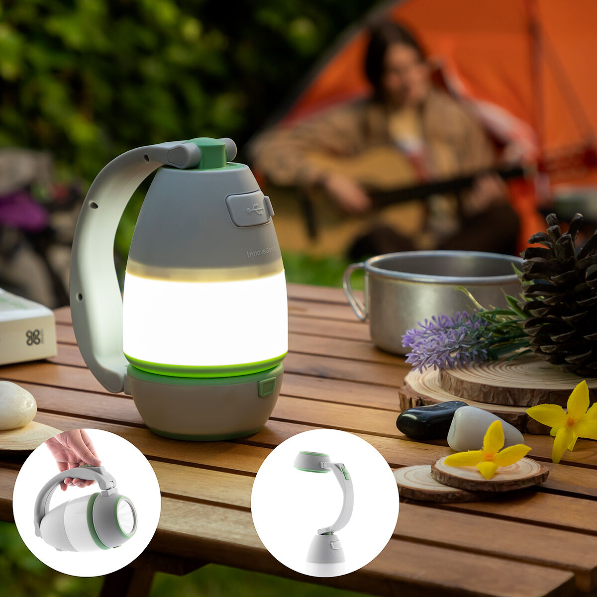 Innovagoods Multifunktionale Wiederaufladbare Camping Laterne 4 In 1 Calam Innovagoods