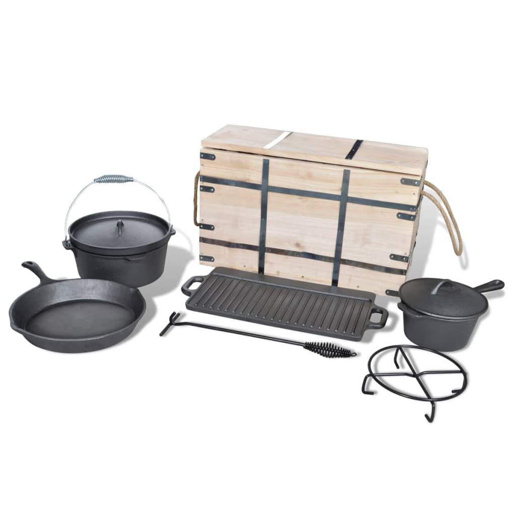 9-Teiliges Set In Holzkiste Kochtopf-Set Töpfe Pfanne