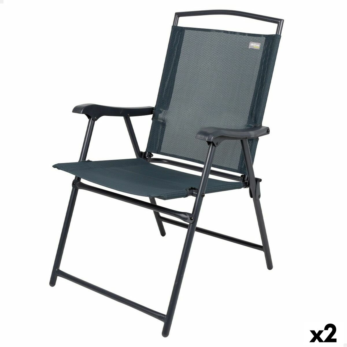 Gepolsterte Campingstuhl Aktive Grau 46 X 92 X 62 Cm (2 Stück)