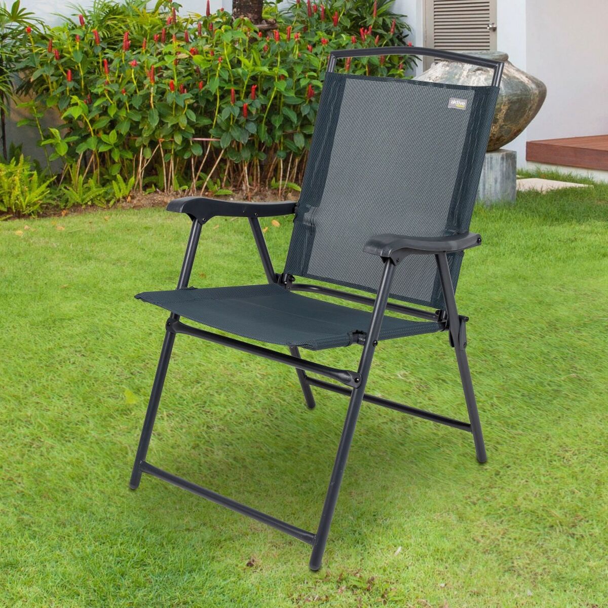 Gepolsterte Campingstuhl Aktive Grau 46 X 92 X 62 Cm (2 Stück)