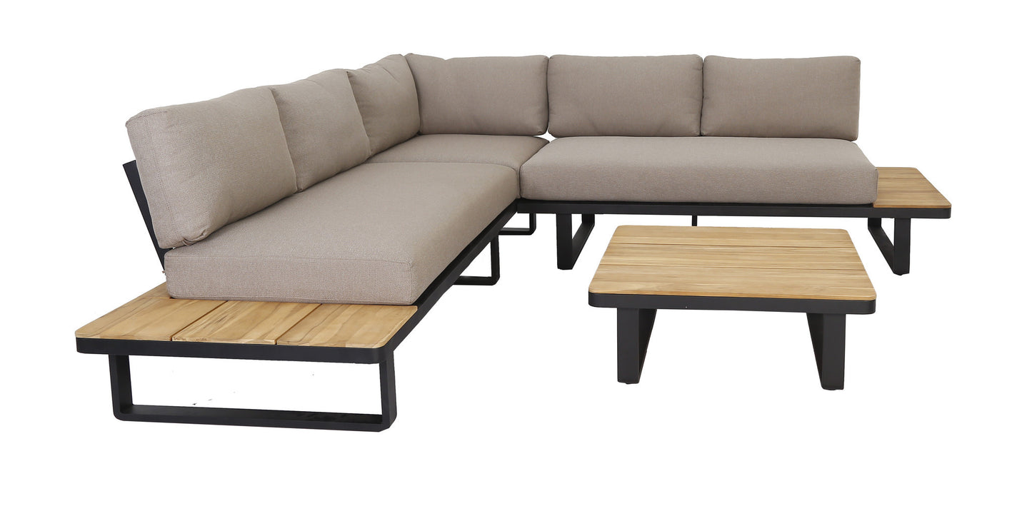 The Outsider Hoekbank Loungeset Acaciahout & Aluminium Nevada Zand