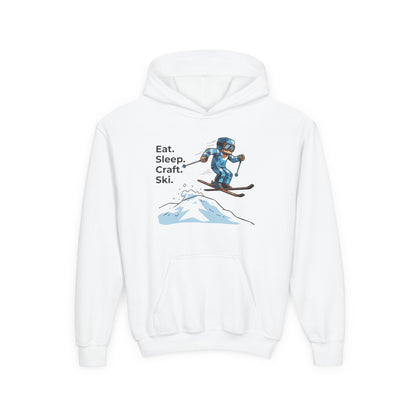Ski Hoodie Kinder | Eat. Sleep. Craft. Repeat. | Gamer Pullover Pixel Art