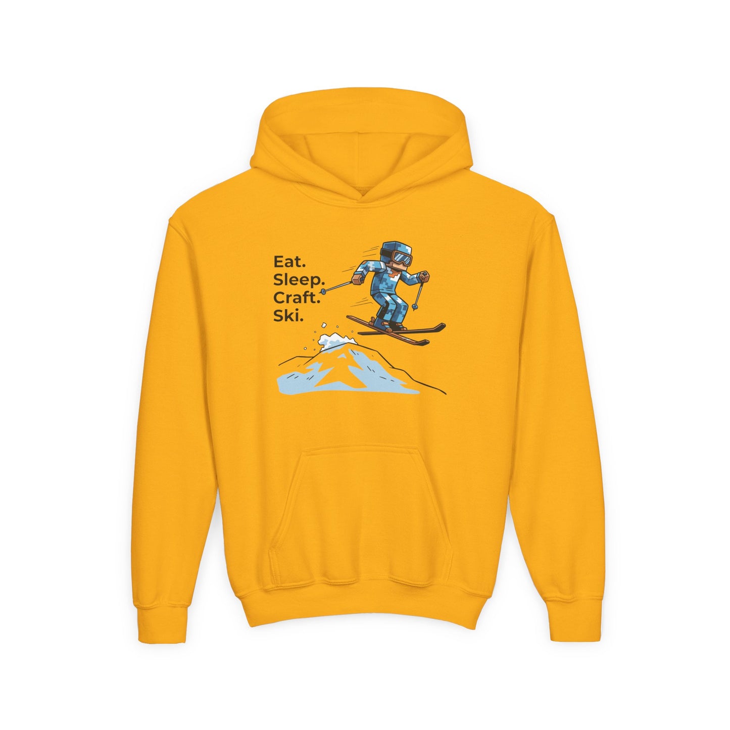 Ski Hoodie Kinder | Eat. Sleep. Craft. Repeat. | Gamer Pullover Pixel Art