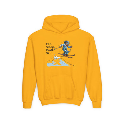 Ski Hoodie Kinder | Eat. Sleep. Craft. Repeat. | Gamer Pullover Pixel Art