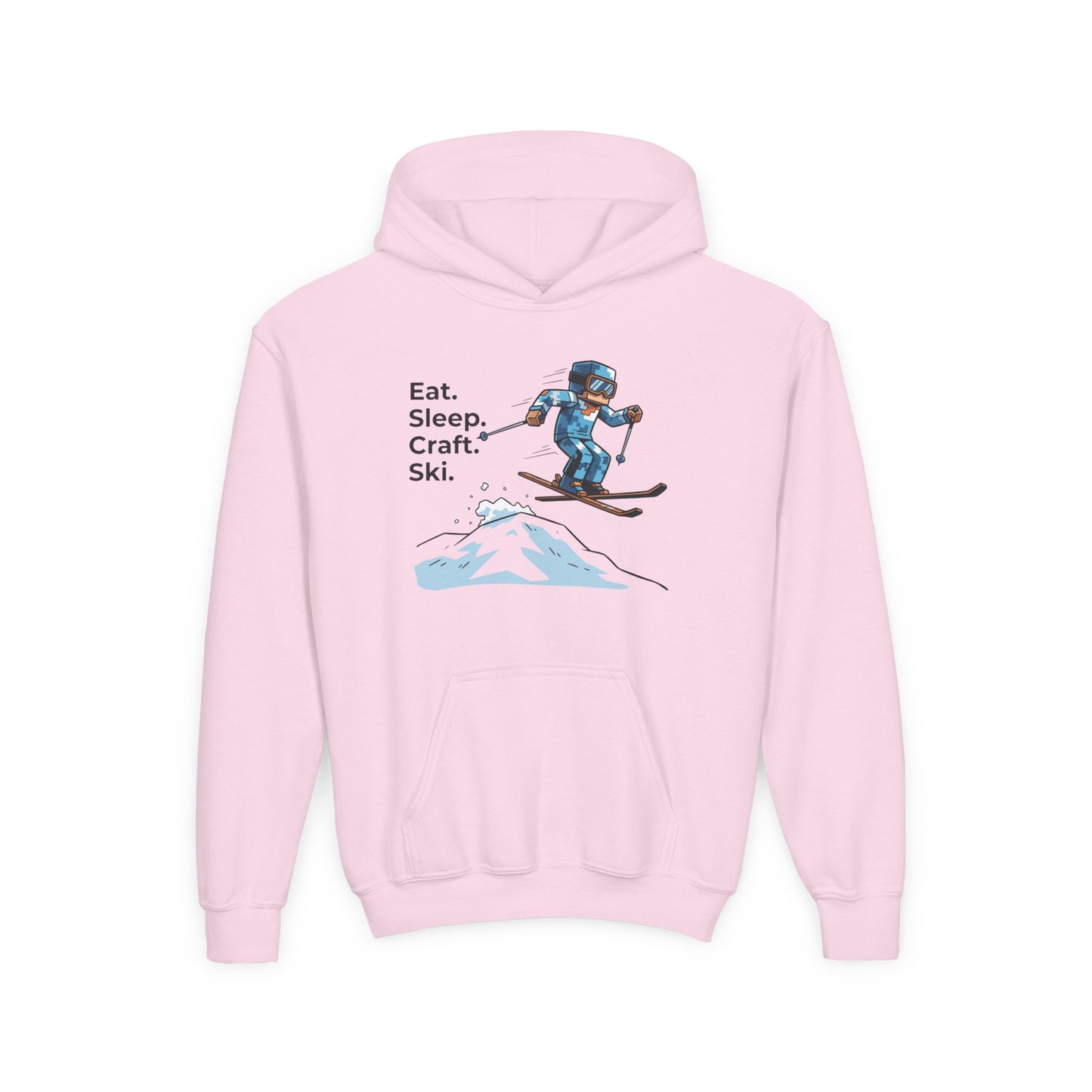 Ski Hoodie Kinder | Eat. Sleep. Craft. Repeat. | Gamer Pullover Pixel Art