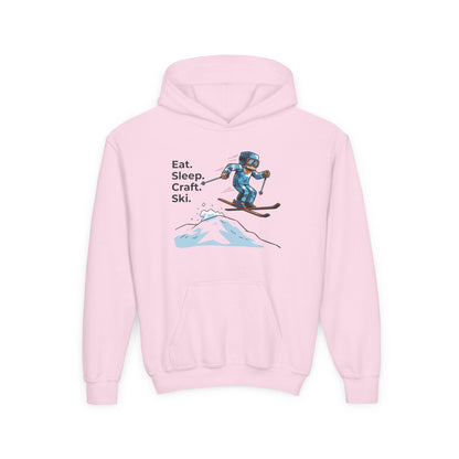 Ski Hoodie Kinder | Eat. Sleep. Craft. Repeat. | Gamer Pullover Pixel Art