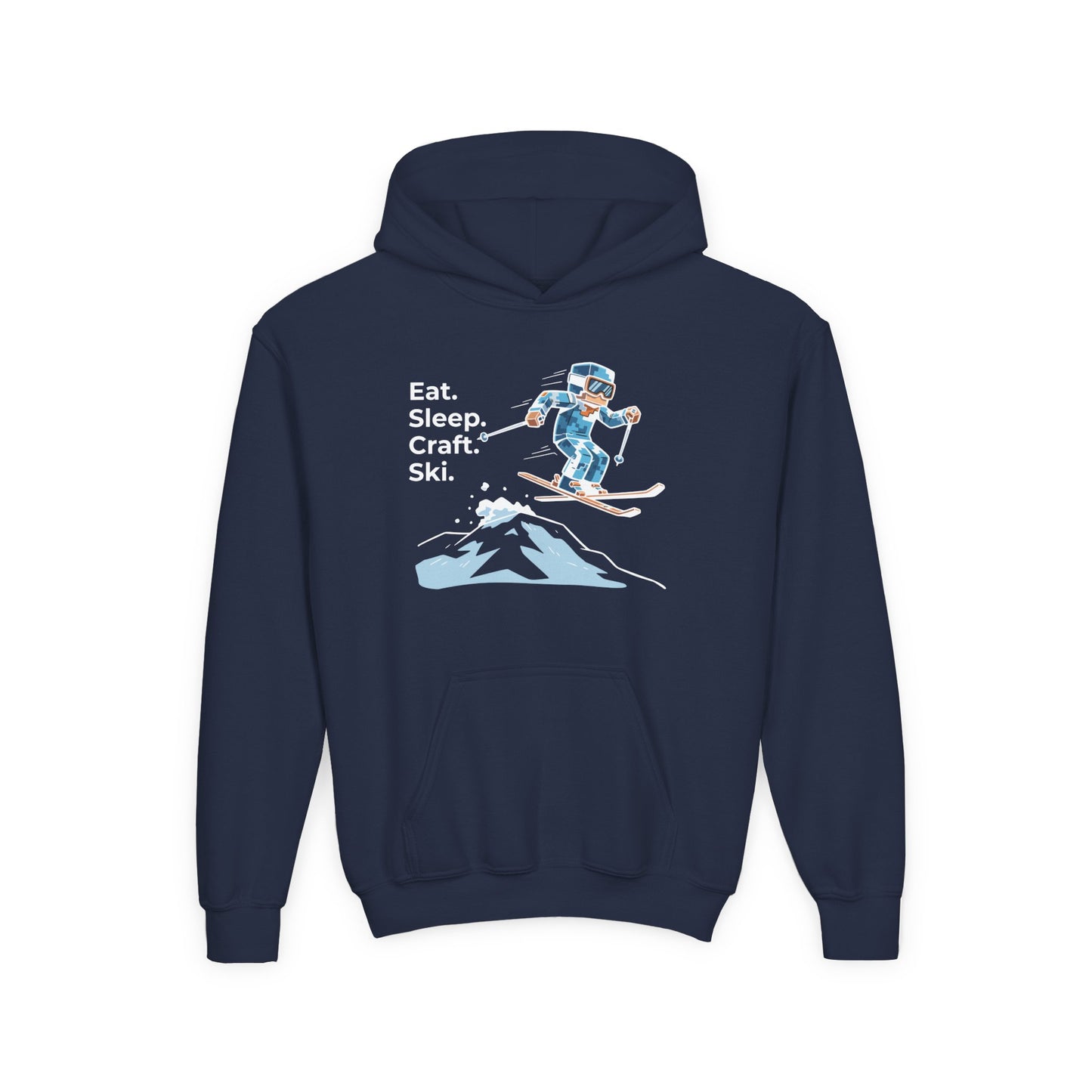 Ski Hoodie Kinder | Eat. Sleep. Craft. Repeat. | Gamer Pullover Pixel Art