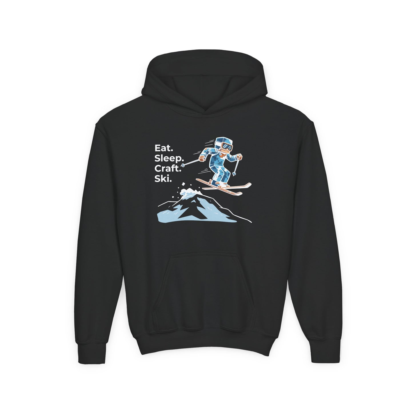 Ski Hoodie Kinder | Eat. Sleep. Craft. Repeat. | Gamer Pullover Pixel Art