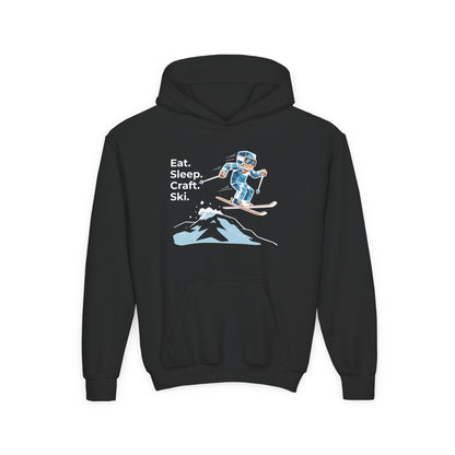 Ski Hoodie Kinder | Eat. Sleep. Craft. Repeat. | Gamer Pullover Pixel Art