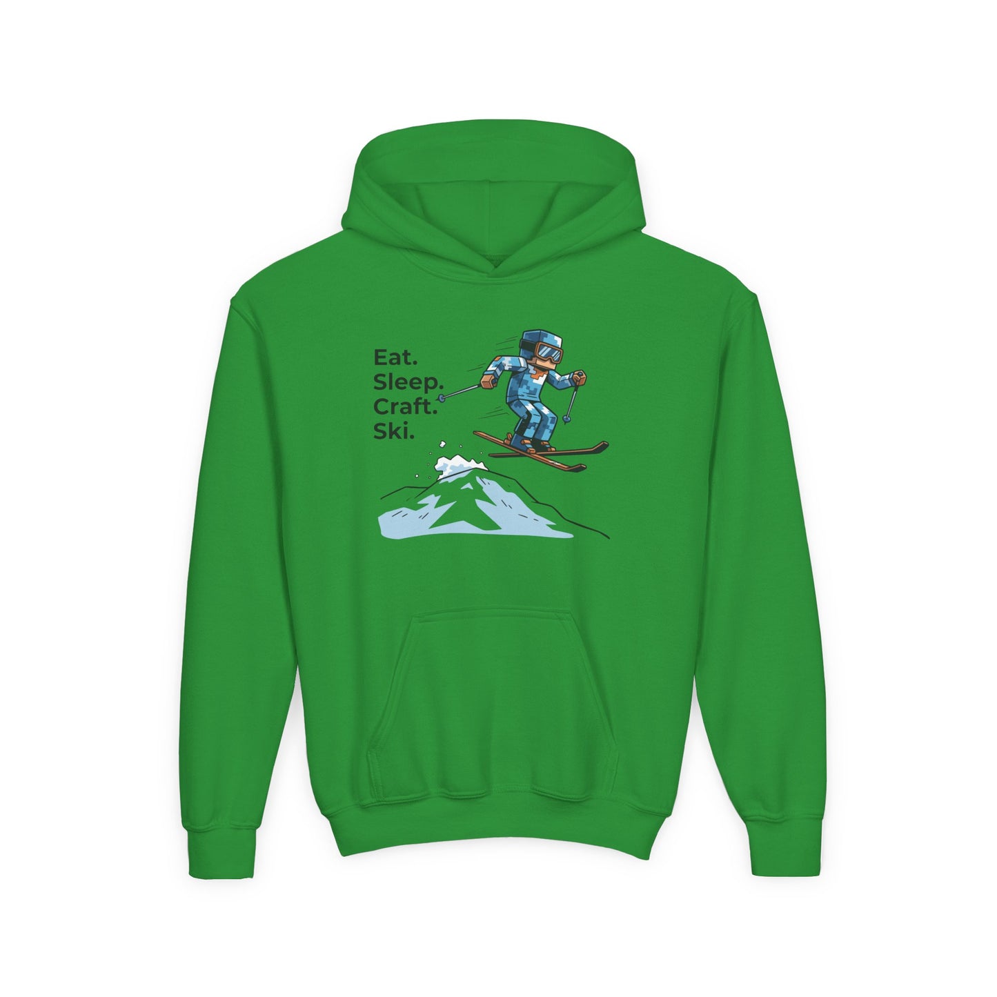 Ski Hoodie Kinder | Eat. Sleep. Craft. Repeat. | Gamer Pullover Pixel Art