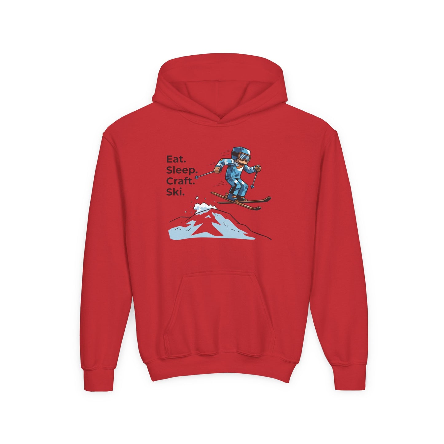 Ski Hoodie Kinder | Eat. Sleep. Craft. Repeat. | Gamer Pullover Pixel Art