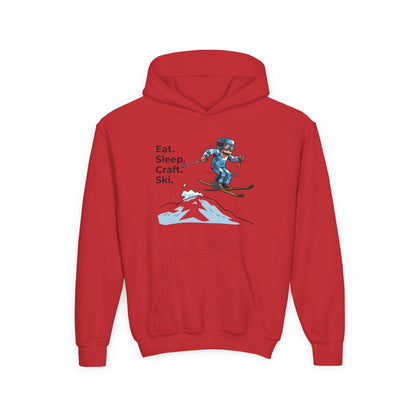 Ski Hoodie Kinder | Eat. Sleep. Craft. Repeat. | Gamer Pullover Pixel Art