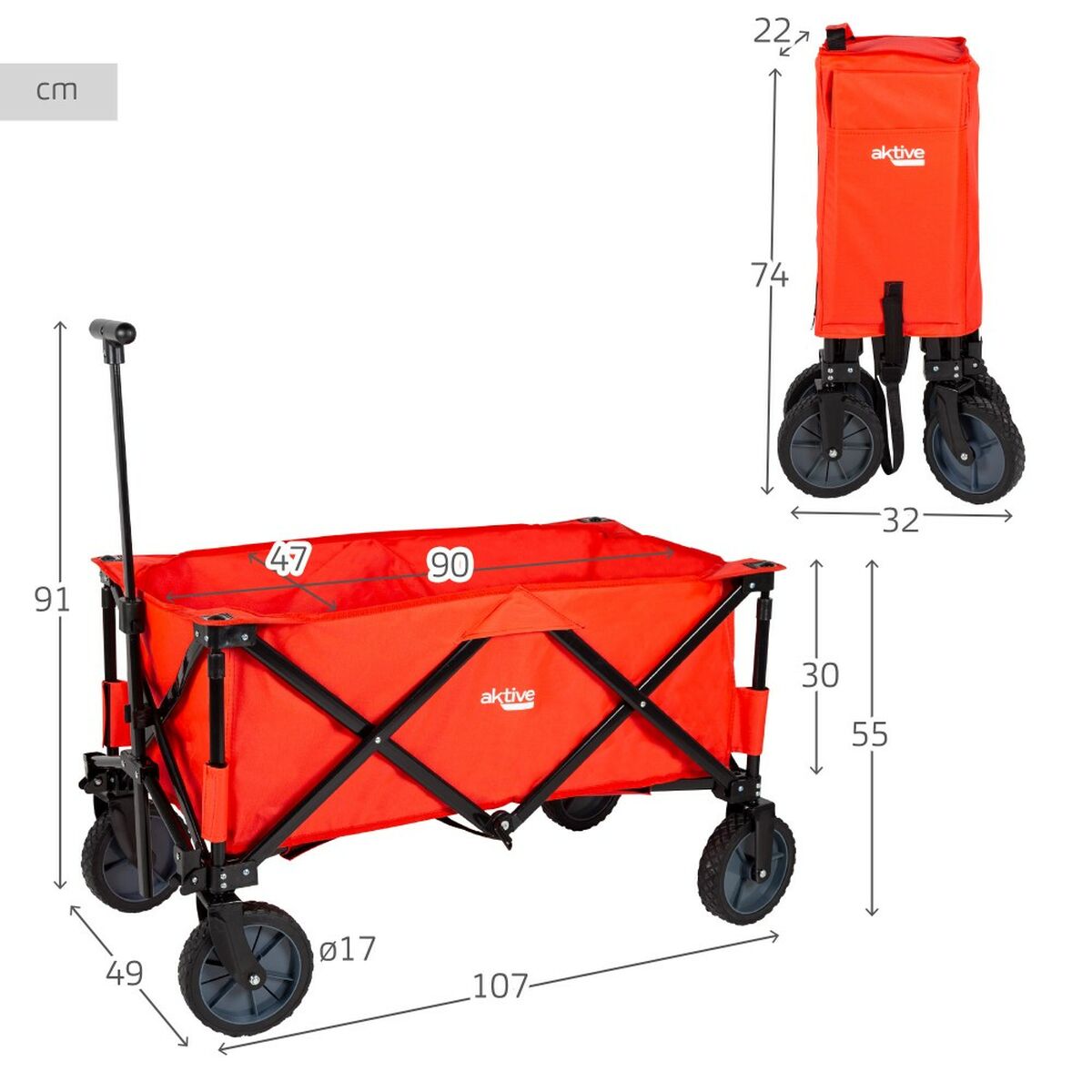 Mehrzweck-Strandwagen Aktive 90 X 91 X 47 Cm Rot Stahl
