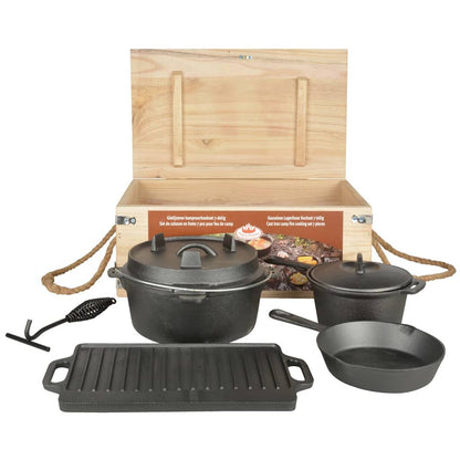 Esschert Design 7 Tlg. Lagerfeuer Koch-Set Schwarz Ff240