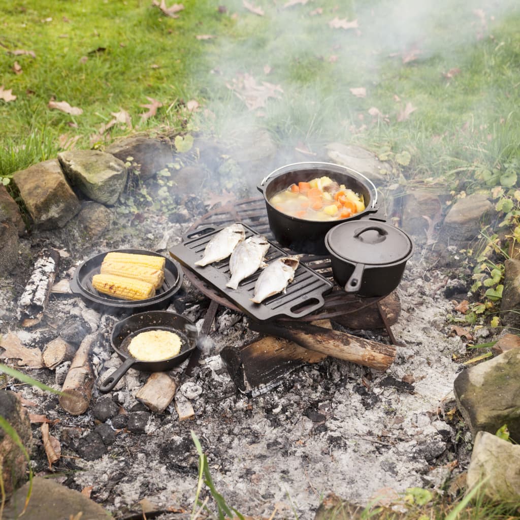 Esschert Design 7 Tlg. Lagerfeuer Koch-Set Schwarz Ff240