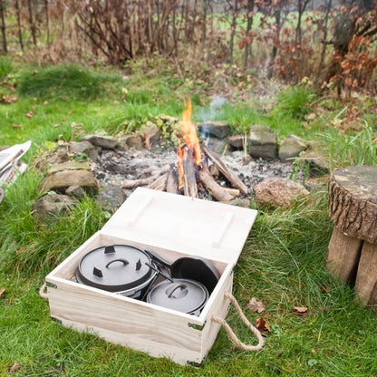 Esschert Design 7 Tlg. Lagerfeuer Koch-Set Schwarz Ff240