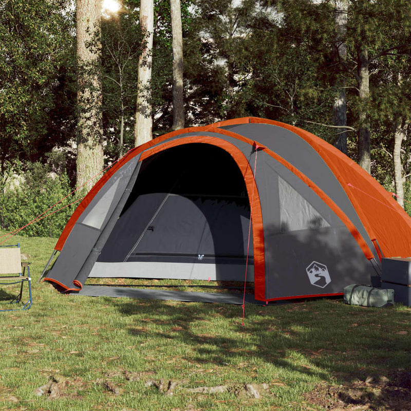 Campingzelt 4 Personen Grau & Orange 300X250X132 Cm 185T Taft