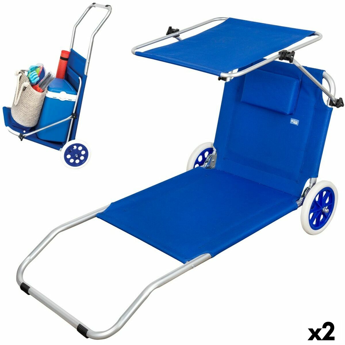 Solseng Aktive Blau Markise Klappbarer Wagen 62 X 62 X 117 Cm (2 Stück)