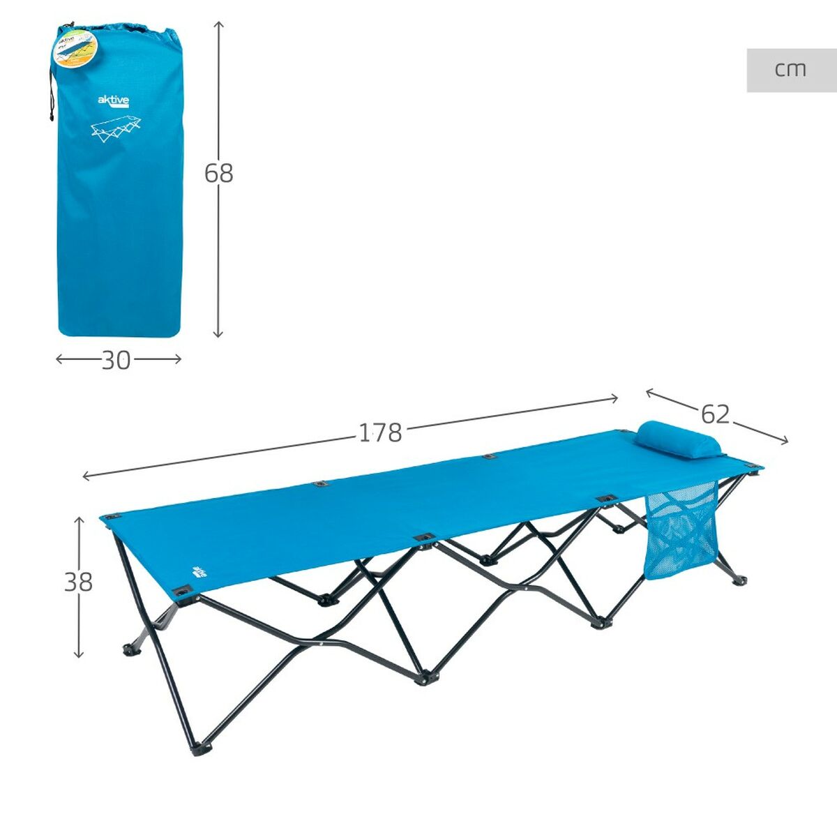 Faltbett Aktive Blau Camping 178 X 62 X 38 Cm 178 X 38 X 62 Cm (2 Stück)